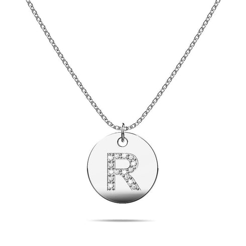 Initials Fabulous Alphabet Letter Necklace White Gold Layered Steel Jewellery